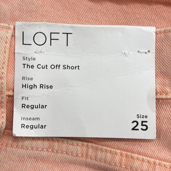 LOFT NWT Peach Pink Denim High Rise The Cut Off Jean Shorts Size 25 - Picture 4 of 7